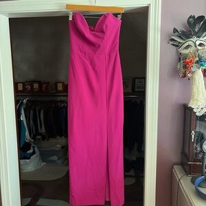 Nicole Miller Hot Pink Crepe Strapless Sweetheart Formal Gown Dress Sz 2